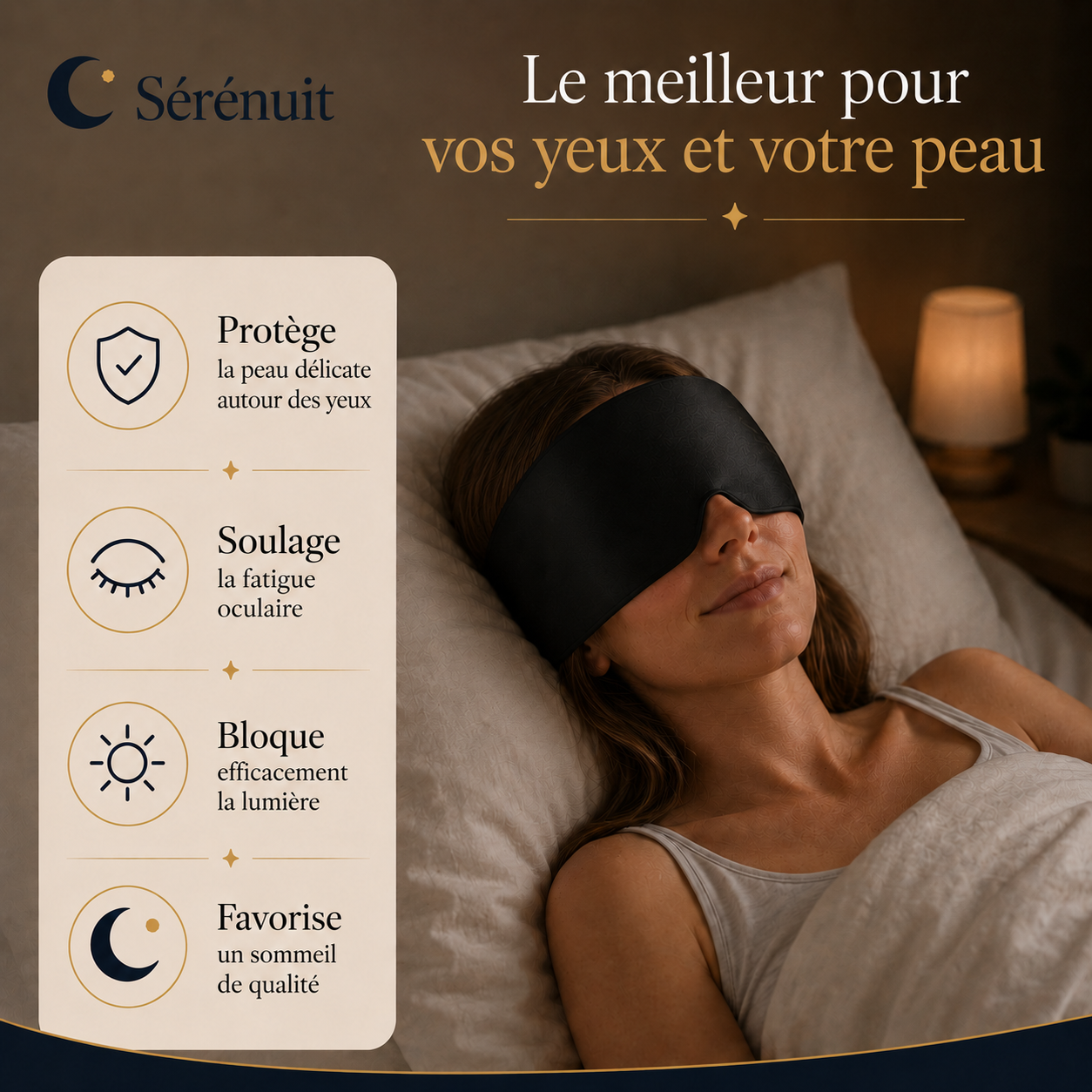 Masque de sommeil en soie de mûrier 100%